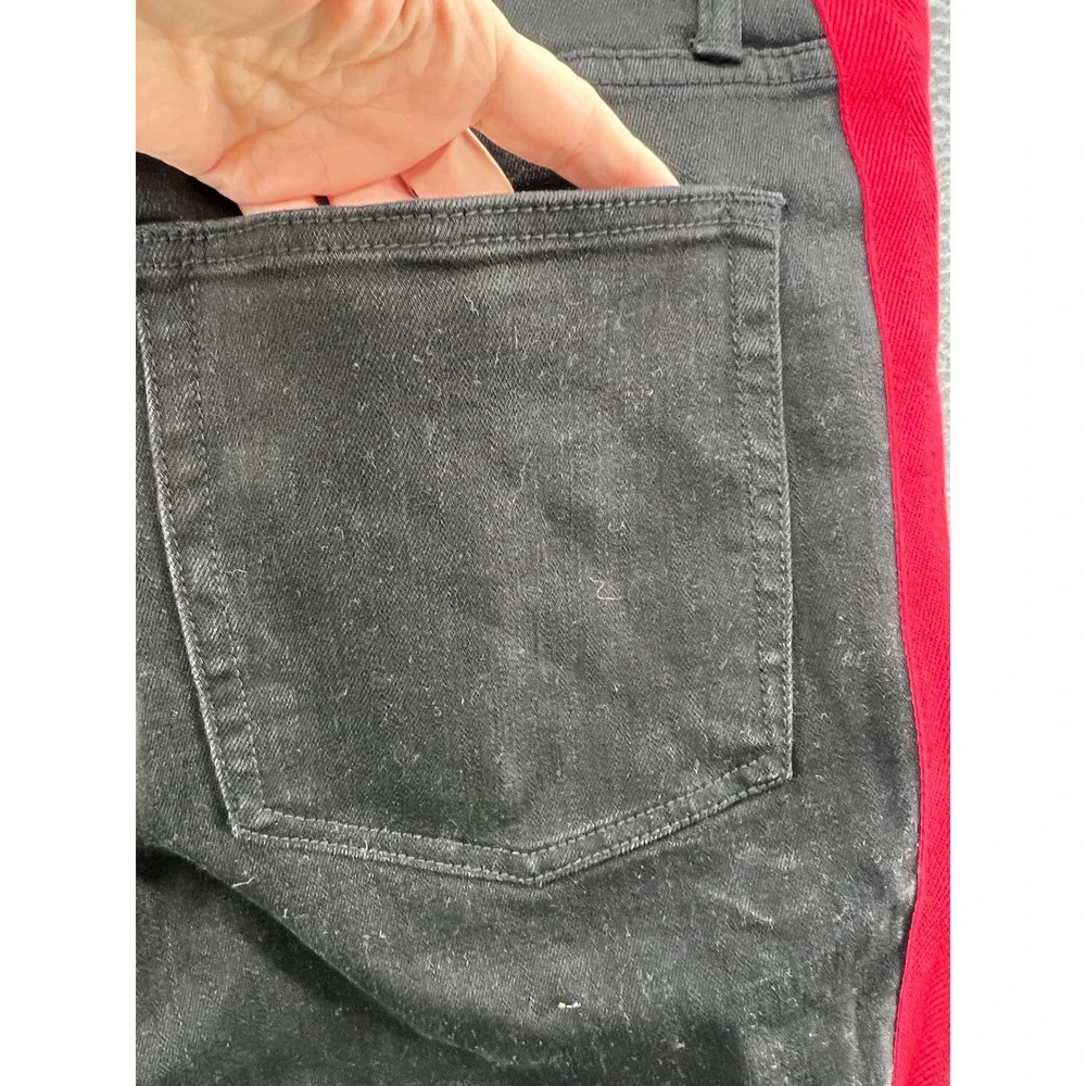MNML Jeans Mens 38 Black Denim Red Side Stripe Zipper Ankle Slim Fit